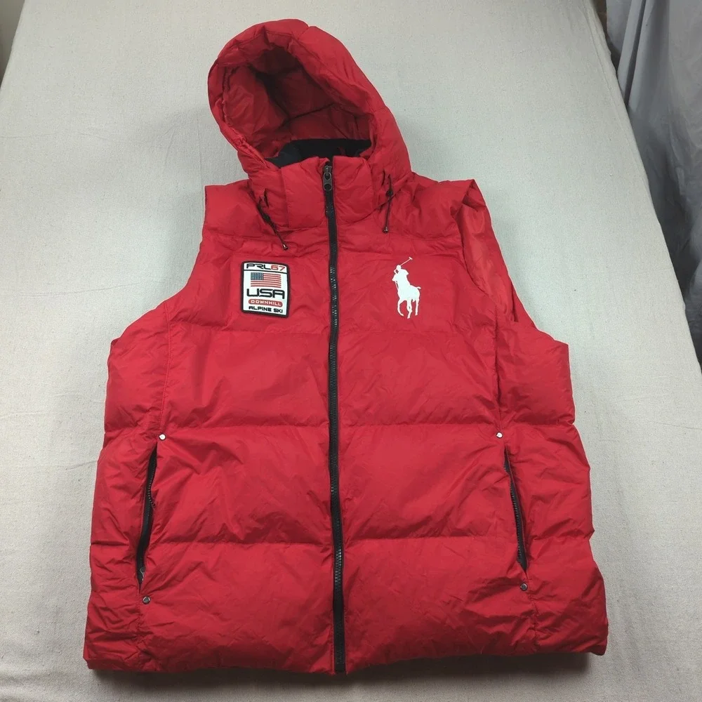 Polo Ralph Lauren Puffer Vest Mens 3XLT Red Down  PRL67 Downhill Alpine Ski